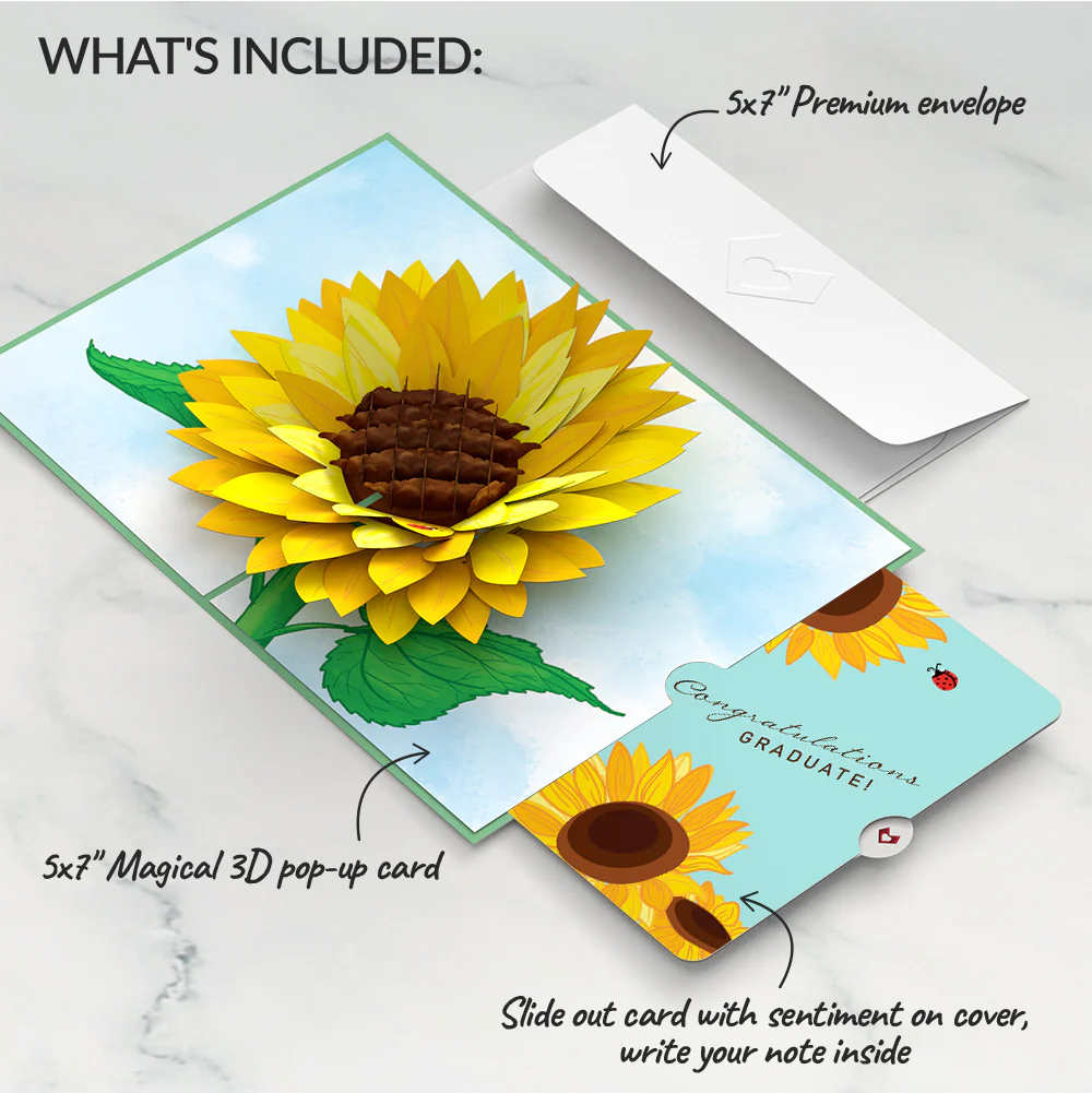 Sunflower Bloom Graduations Pop-Up Card and Sentiment Set - Image 2