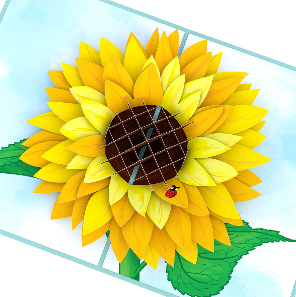 Sunflower Bloom Thank You Pop-Up Card and Sentiment Set for Teacher - Image 3