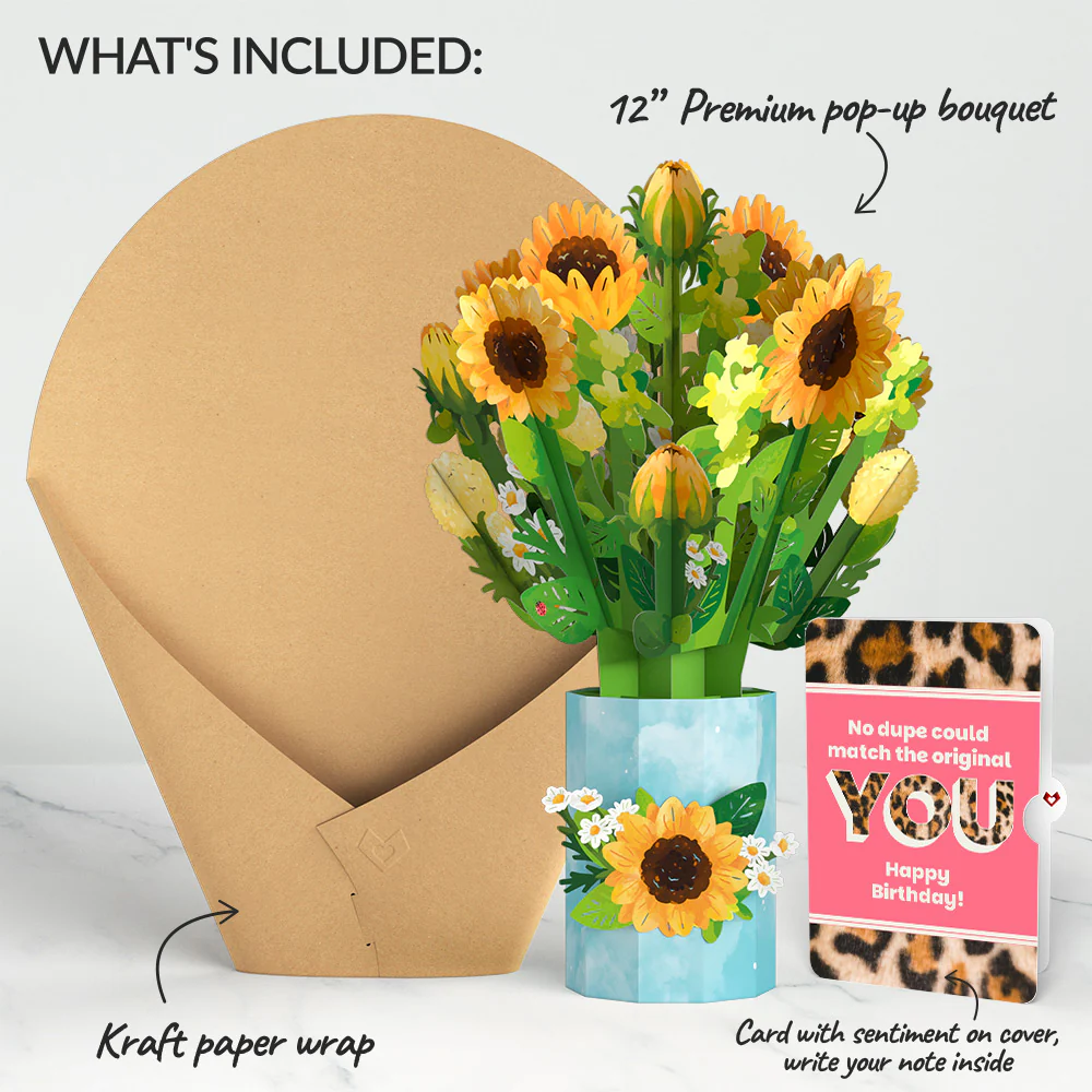 Sunflower Blooms Birthday Bouquet and The original YOU Sentiment Set - Image 2