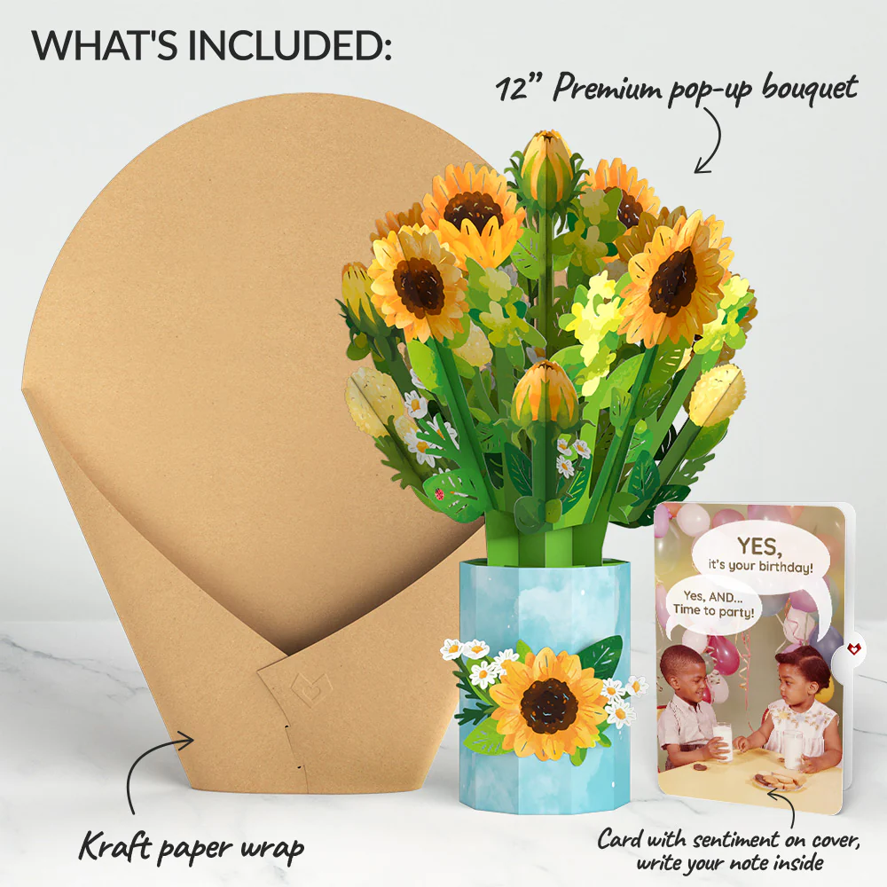 Sunflower Blooms Birthday Bouquet and Time to Party Sentiment Set - Image 2