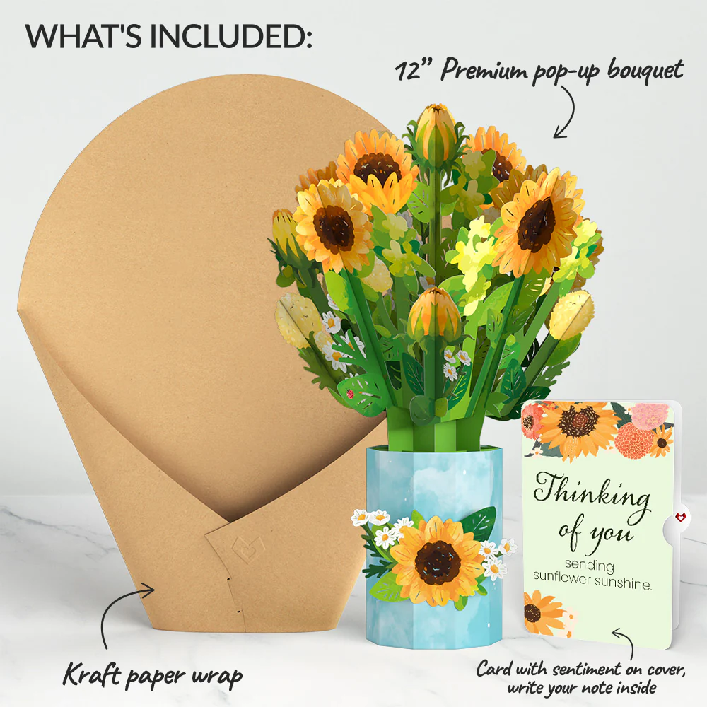 Sunflower Blooms Thinking of You Bouquet and Sentiment Set - Image 2