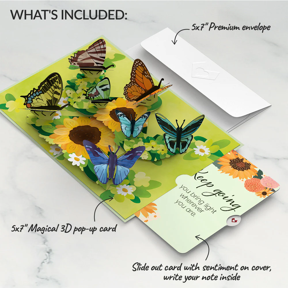 Sunflower Butterflies Encouragement Pop-Up Card and Sentiment Set - Image 2