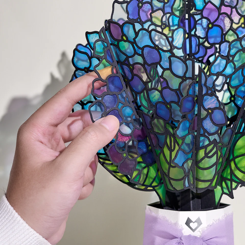 Sunlit Hydrangeas Birthday Suncatcher Bouquet and Sentiment Set - Image 3