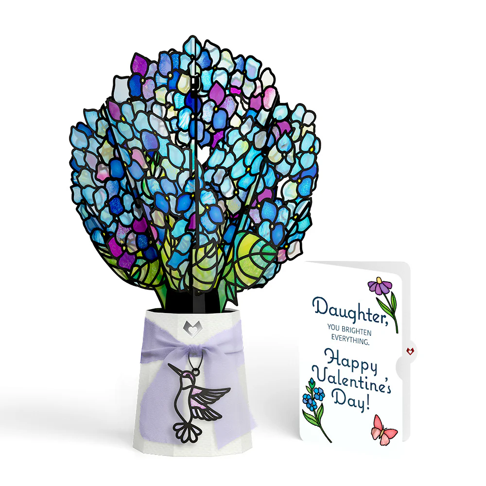 Sunlit Hydrangeas Valentine Suncatcher Bouquet and Sentiment Set for Daughter