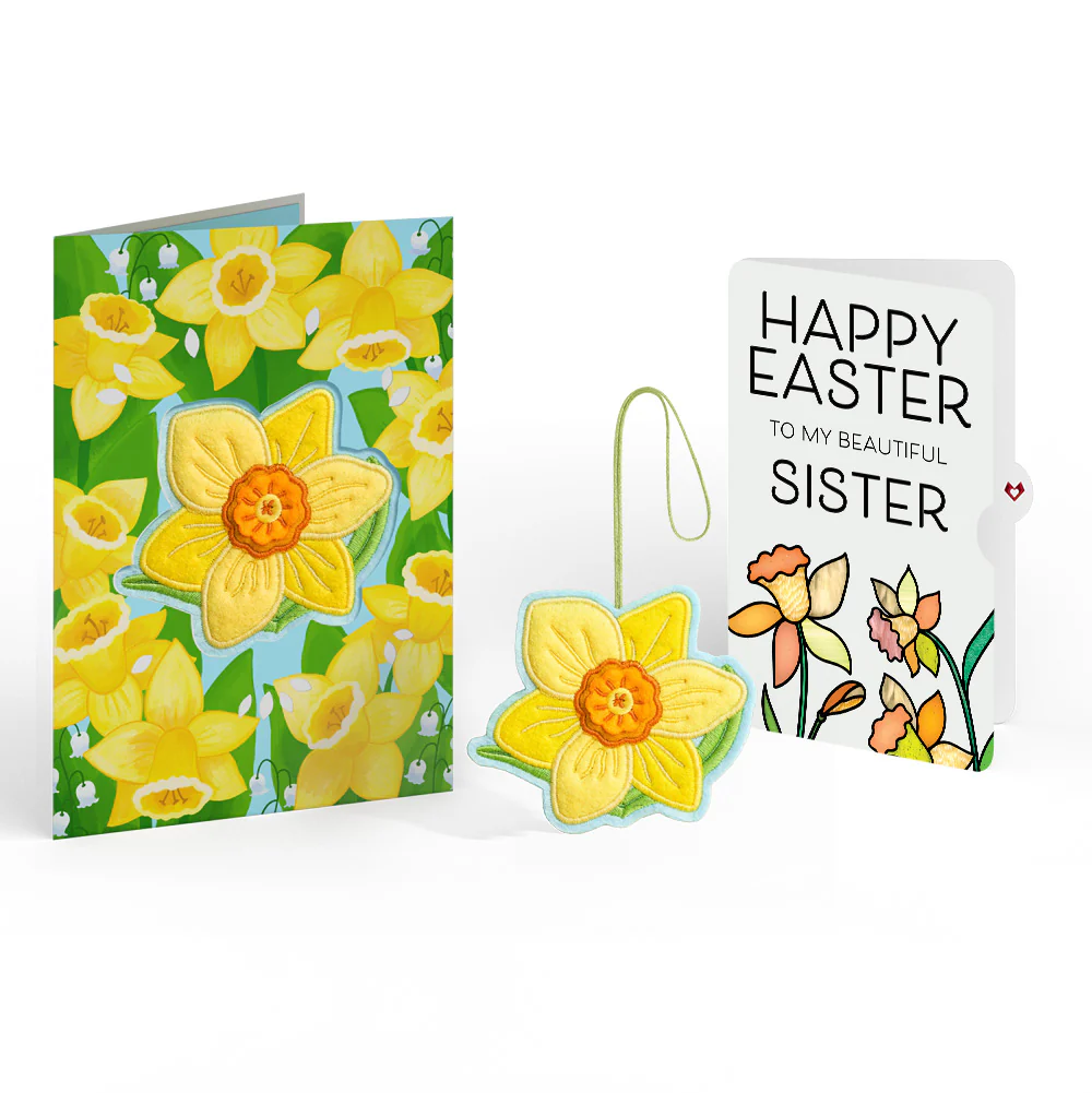Sunny Daffodil Easter Heartfelt Charm Card™ and Sentiment Set for Sister