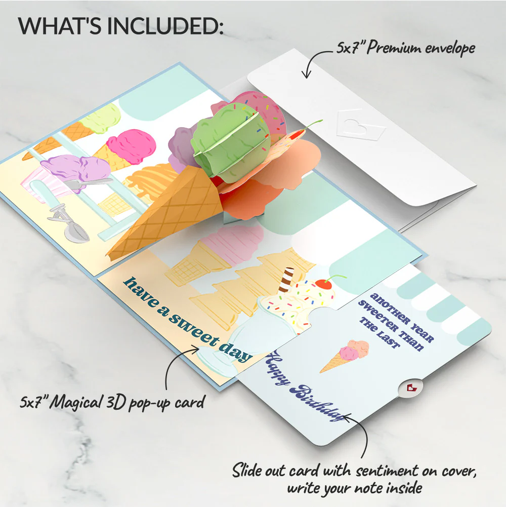Sweet Day Ice Cream Birthday Pop-Up Card and Sentiment Set - Image 2