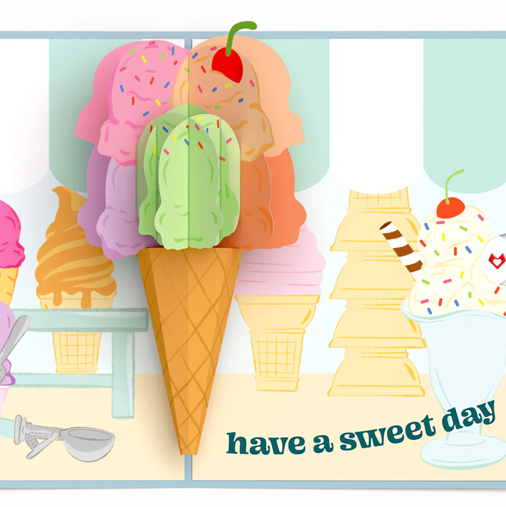 Sweet Day Ice Cream Birthday Pop-Up Card and Sentiment Set for Husband - Image 3