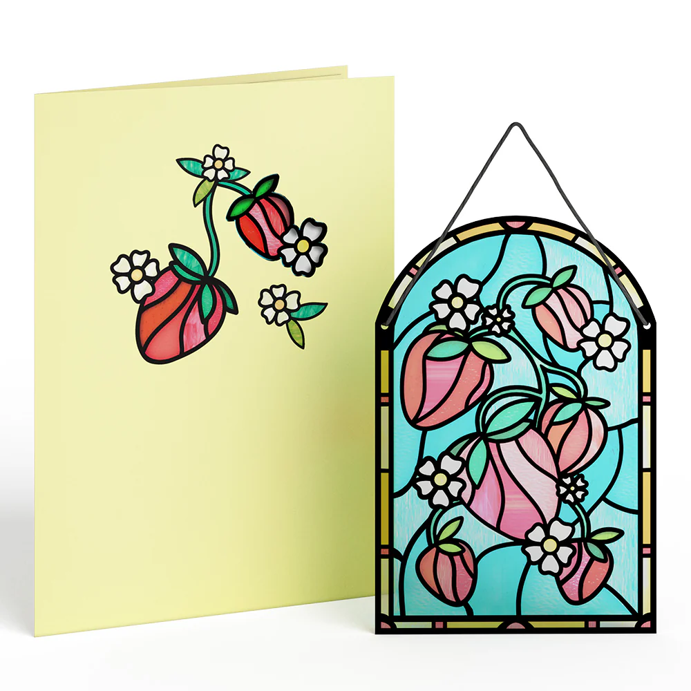 Sweet Strawberries Suncatcher Card - Image 2