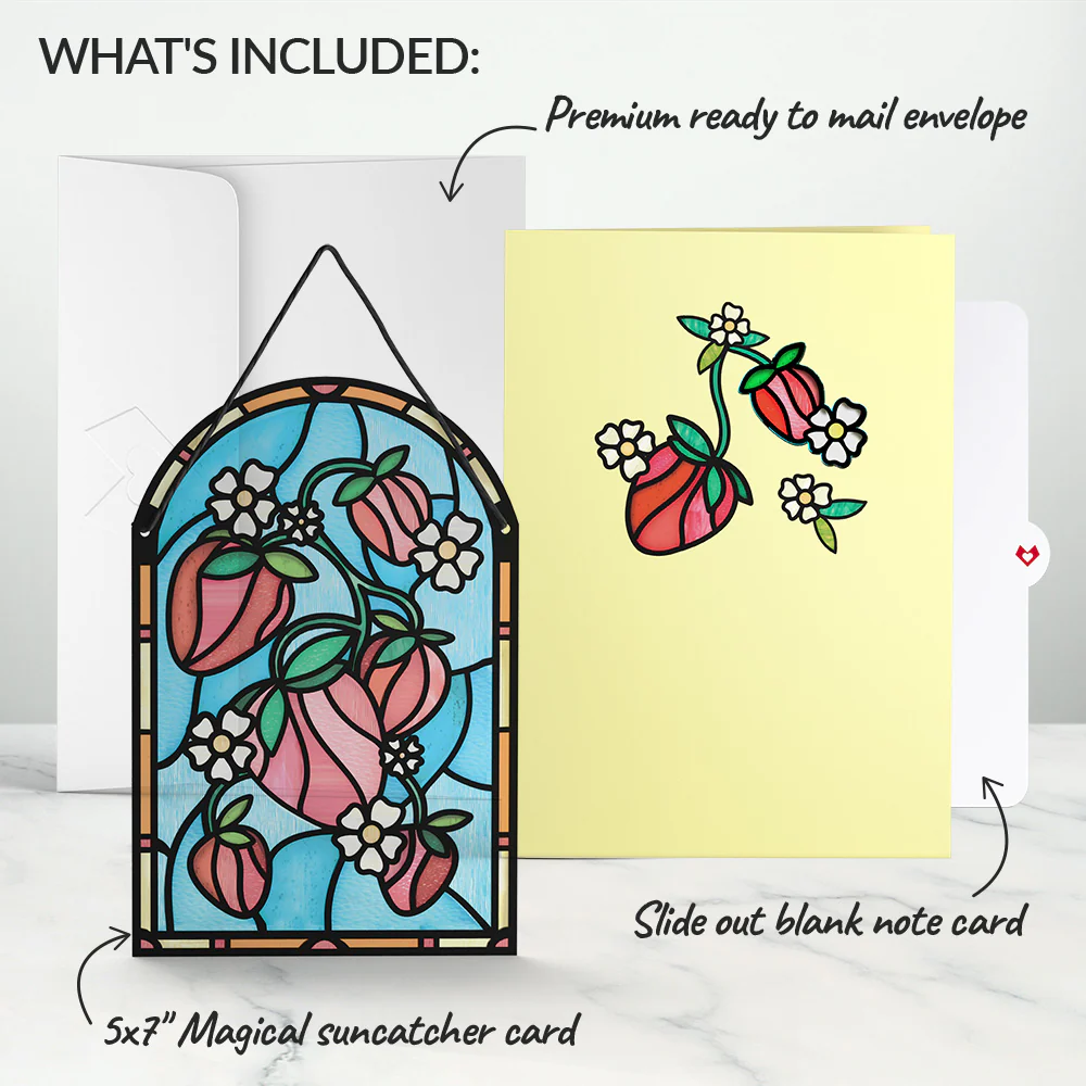 Sweet Strawberries Suncatcher Card - Image 6