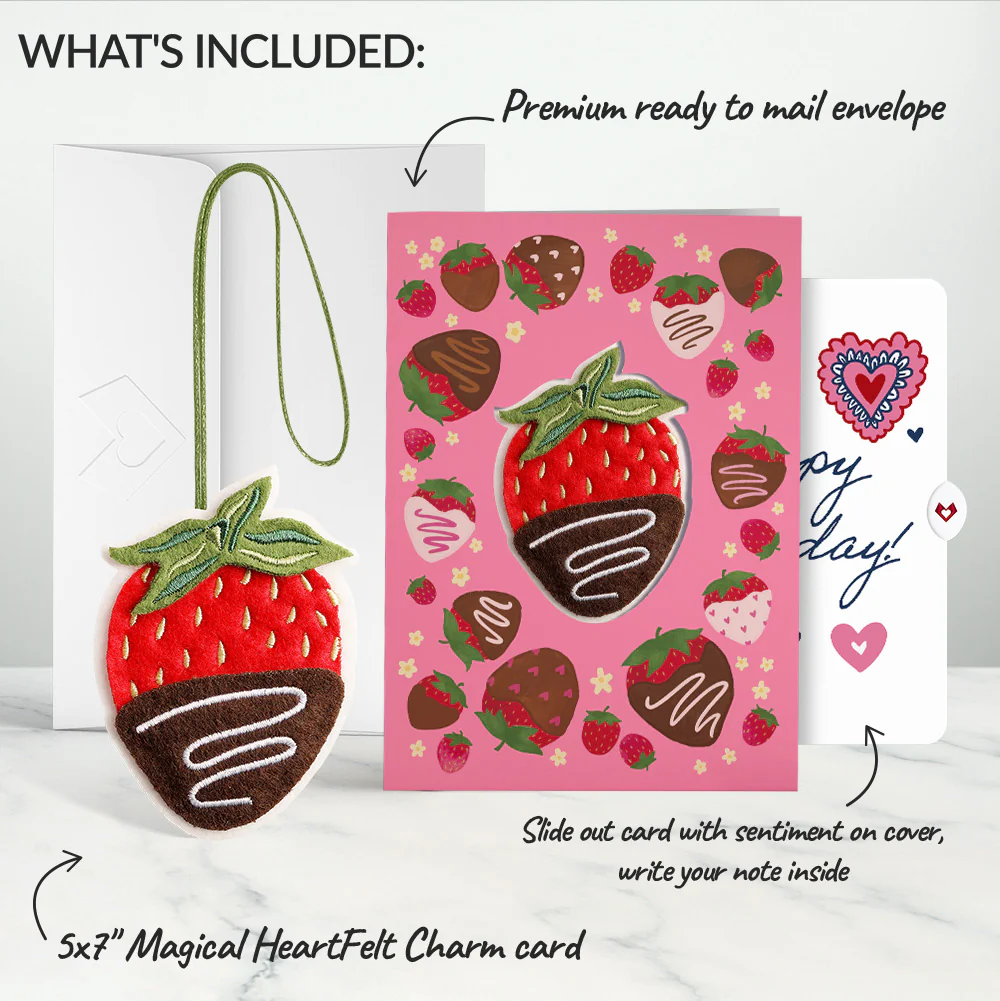 Sweet Strawberry Birthday HeartFelt Charm Card™ and Sentiment Set - Image 2