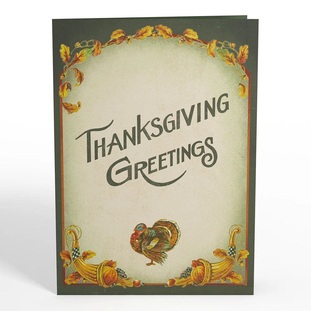 Thanksgiving Greetings Vintage Turkey Pop-Up Card - Image 4