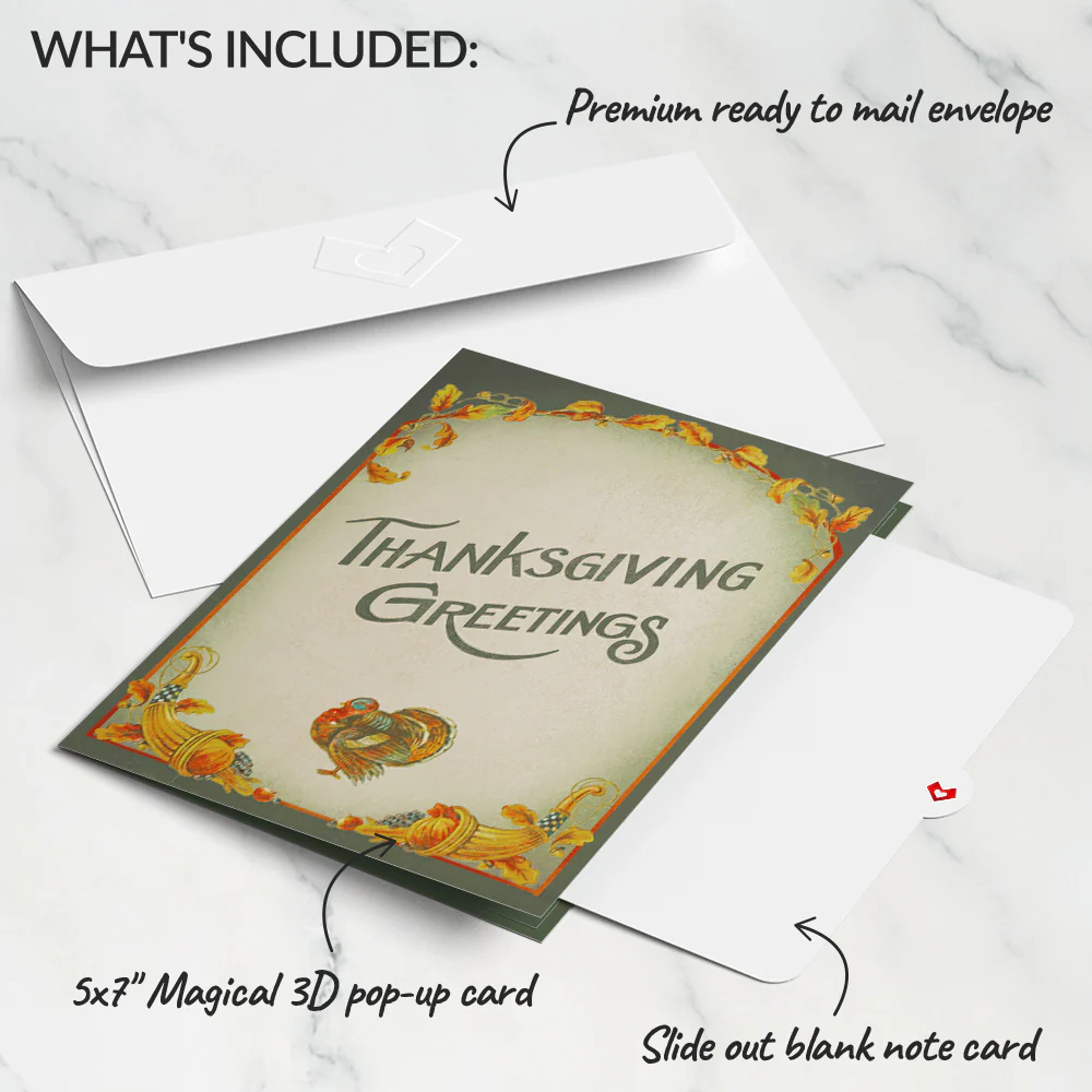 Thanksgiving Greetings Vintage Turkey Pop-Up Card - Image 5