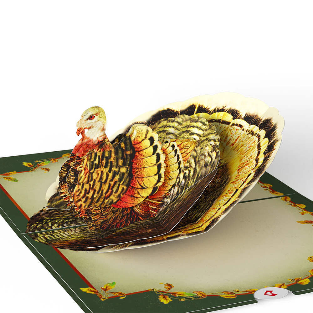 Thanksgiving Greetings Vintage Turkey Pop-Up Card and Sentiment Set for Teacher - Image 3