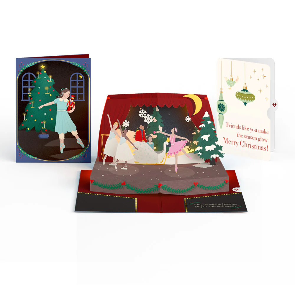 The Nutcracker Christmas Magic Music and Lights Pop-Up Card and Twinkling Ornaments Sentiment Set for Friend