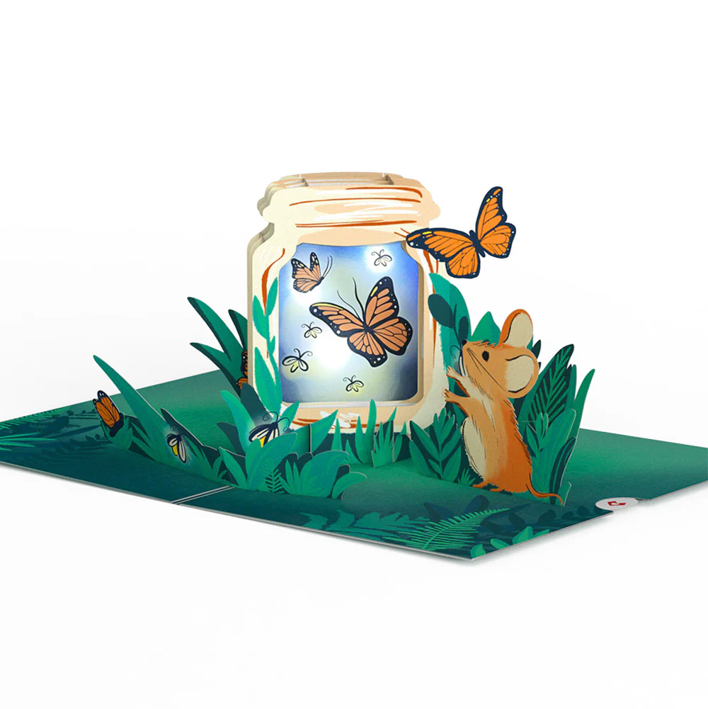 Thinking of You Butterfly Jar Encouragement Light-Up Pop-Up Card and Keep Glowing Sentiment Set - Image 3