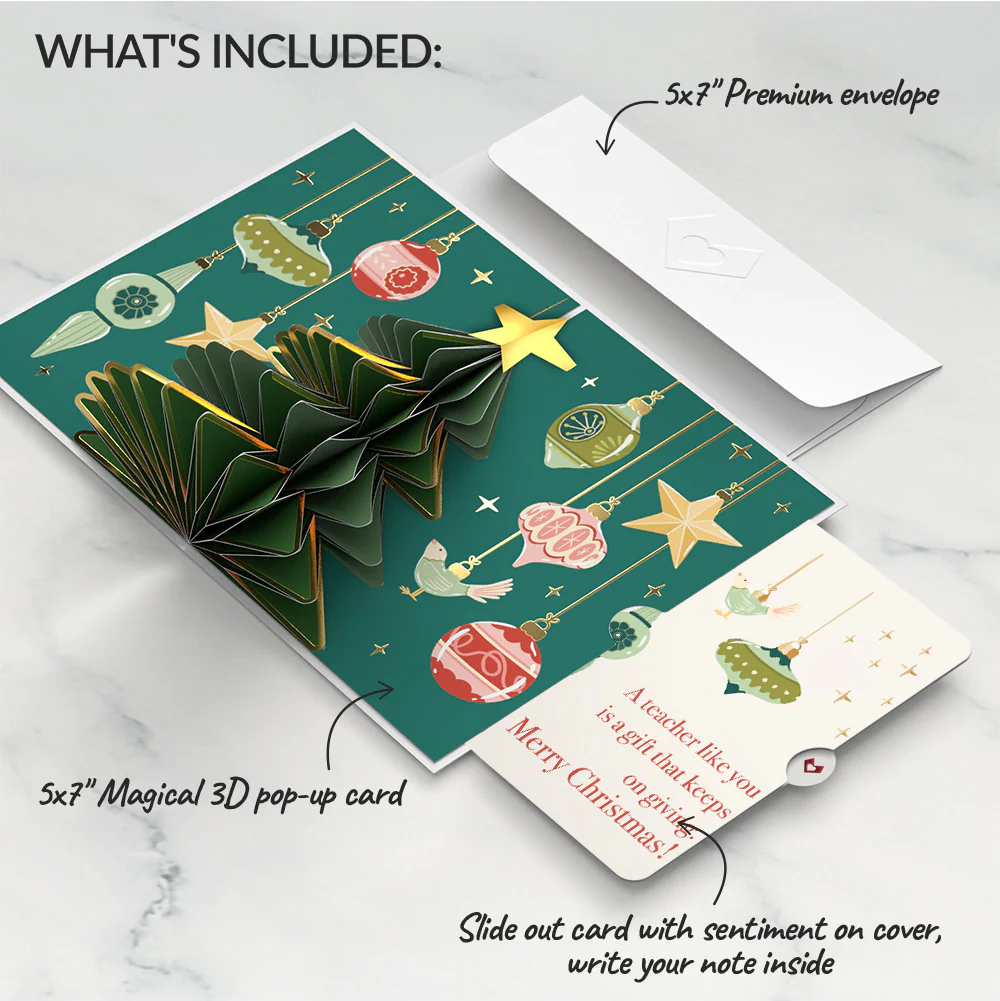 Tis the Season Christmas Tree Pop-Up Card and Sentiment Set for Teacher - Image 2