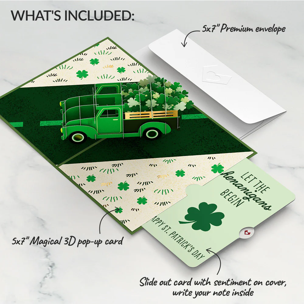 Truckloads of Luck St. Patrick’s Day Pop-Up Card and Jade Clover Shenanigans Sentiment Set - Image 2