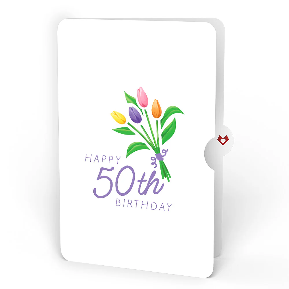 Tulips 50th Birthday Pop-Up Card and Spring Tulips Sentiment Set - Image 4