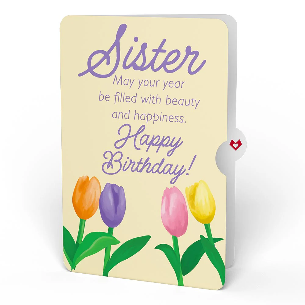 Tulips Birthday Pop-Up Card and Sentiment Set for Sister - Image 4