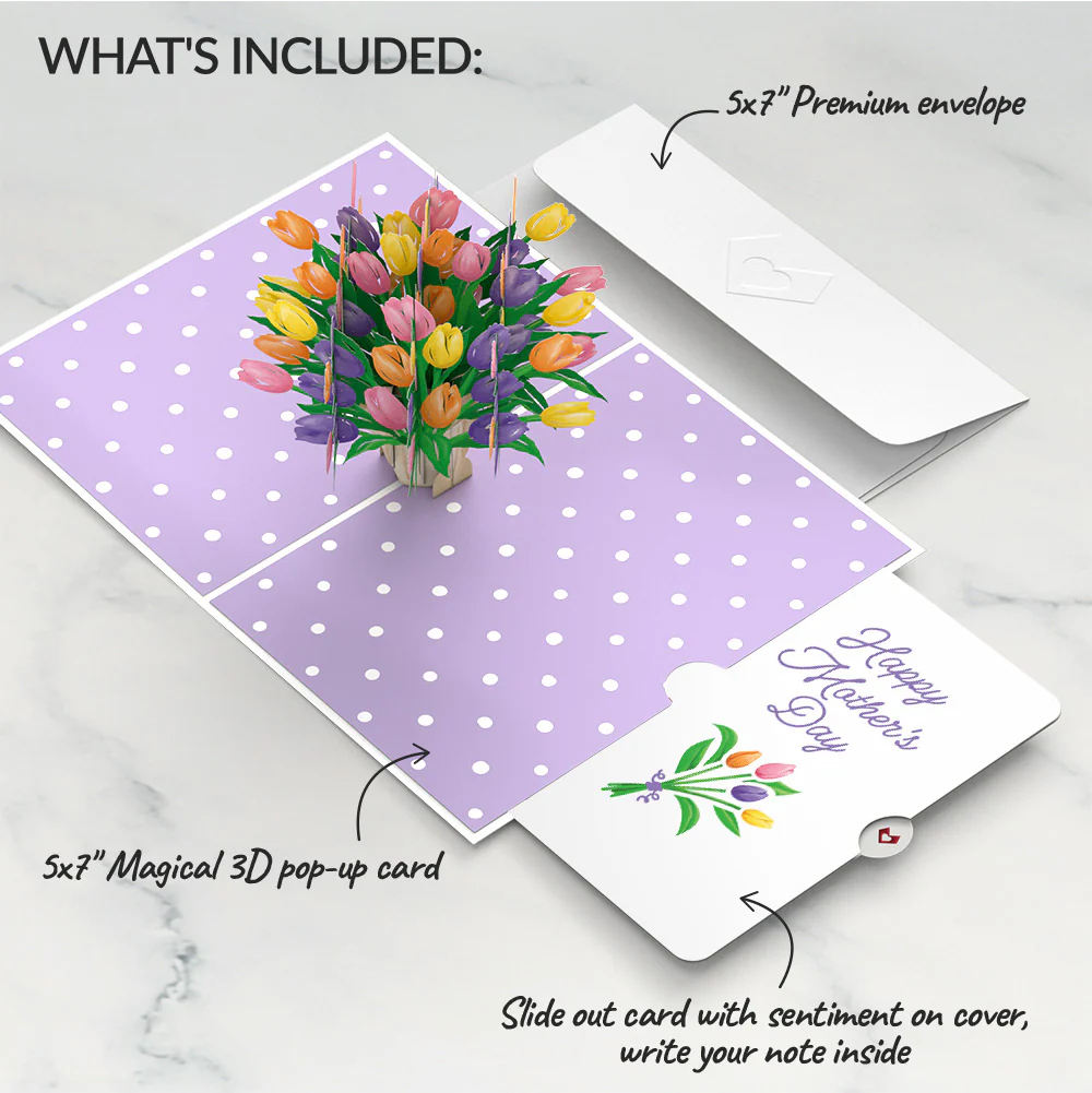 Tulips Mother’s Day Pop-Up Card and Sentiment Set - Image 2