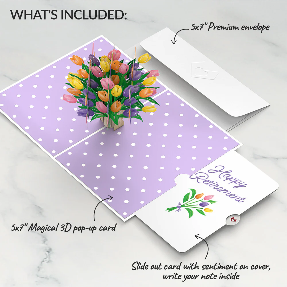 Tulips Retirement Pop-Up Card and Sentiment Set - Image 2