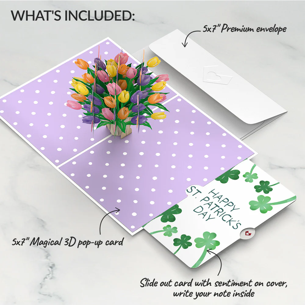 Tulips St. Patrick’s Day Pop-Up Card and Sentiment Set - Image 2