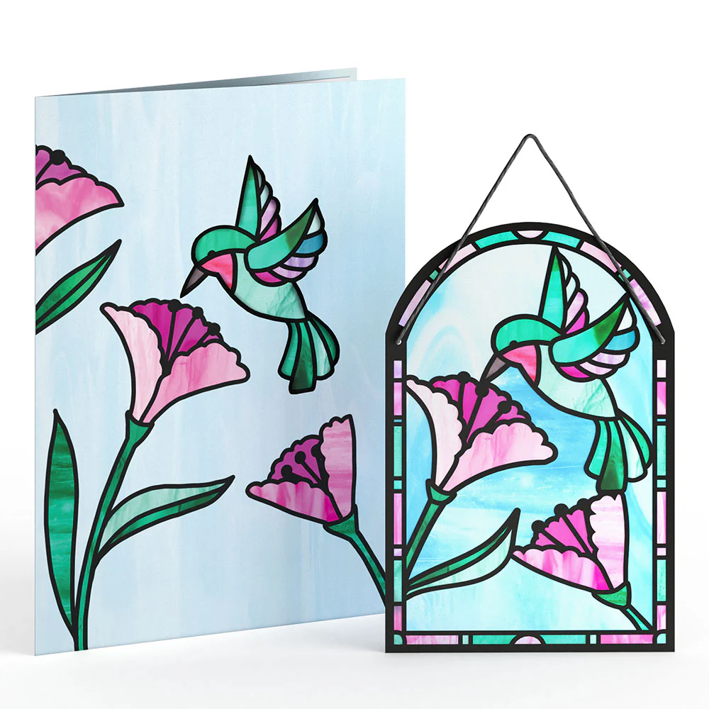 Vibrant Hummingbird Suncatcher Card - Image 2