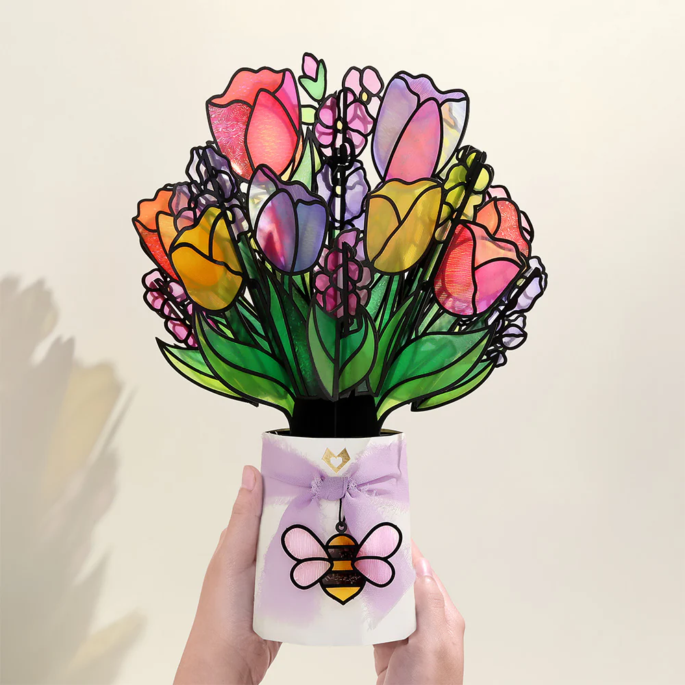 Vibrant Tulip Suncatcher Bouquet - Image 3