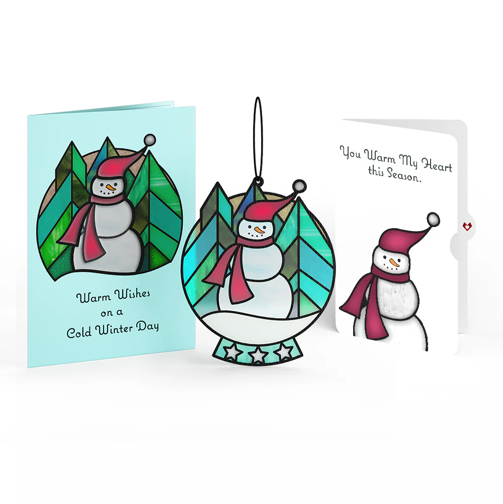 Warm Wishes Snowman Holiday Suncatcher Card and Sentiment Set for Partner