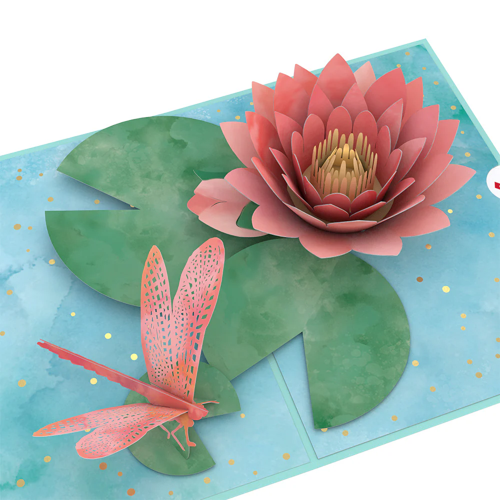 Water Lily Dragonfly Mother's Day Pop-Up Card and Sentiment Set for Step-Mother - Image 3