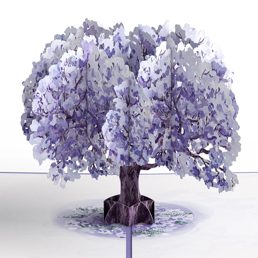 Watercolor Jacaranda Tree Birthday Pop-Up Card and Golden Energy Sentiment Set - Image 3