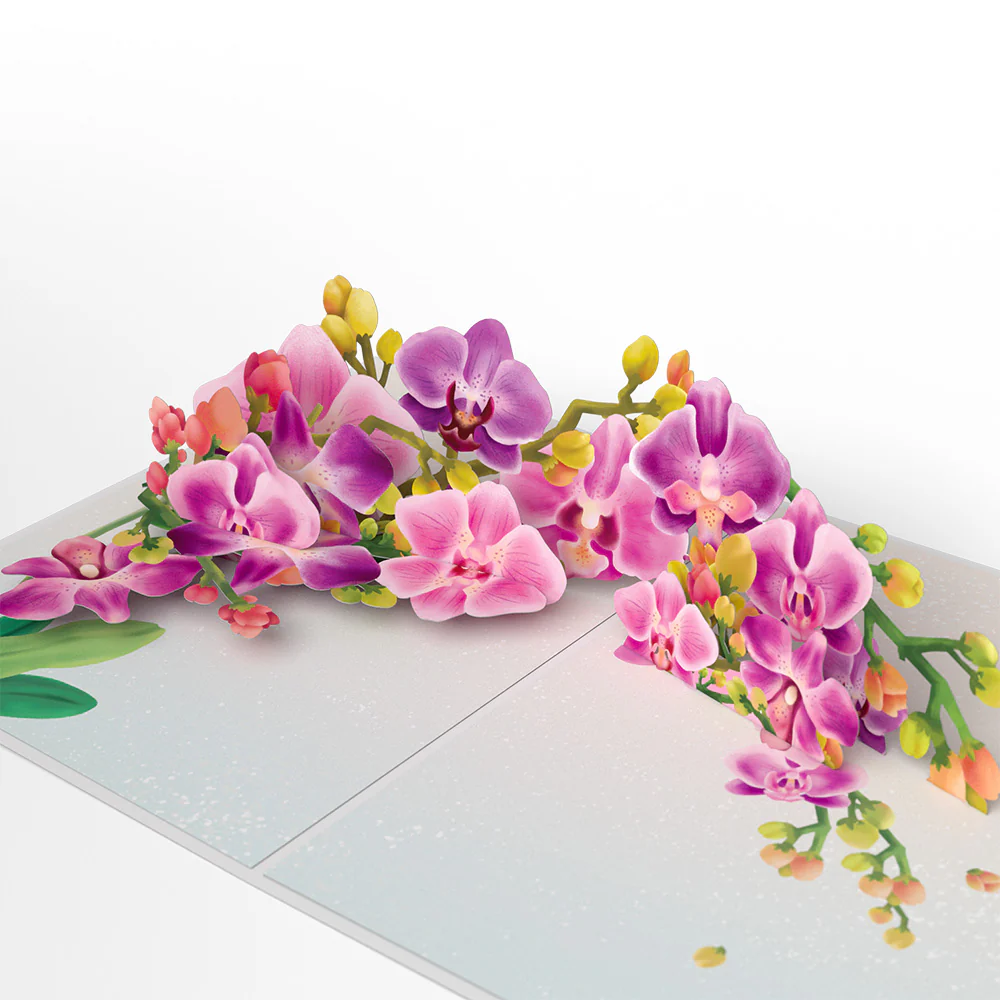 Watercolor Orchid 60th Birthday Pop-Up Card and Sentiment Set - Image 3