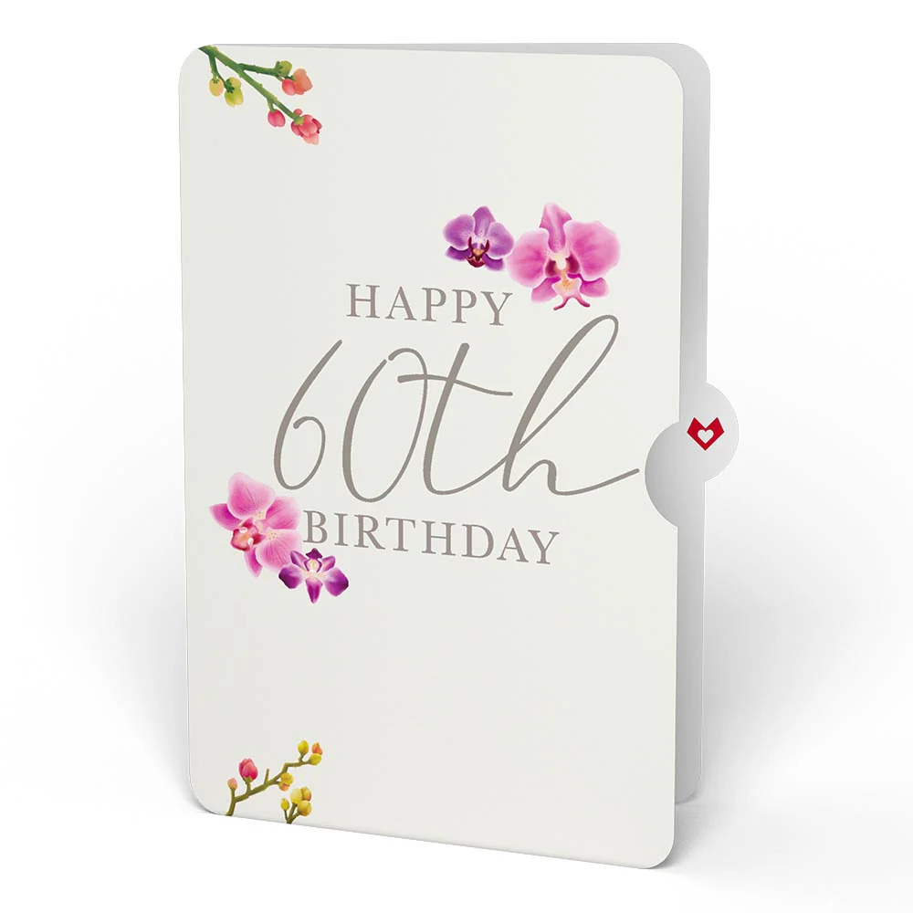 Watercolor Orchid 60th Birthday Pop-Up Card and Sentiment Set - Image 4