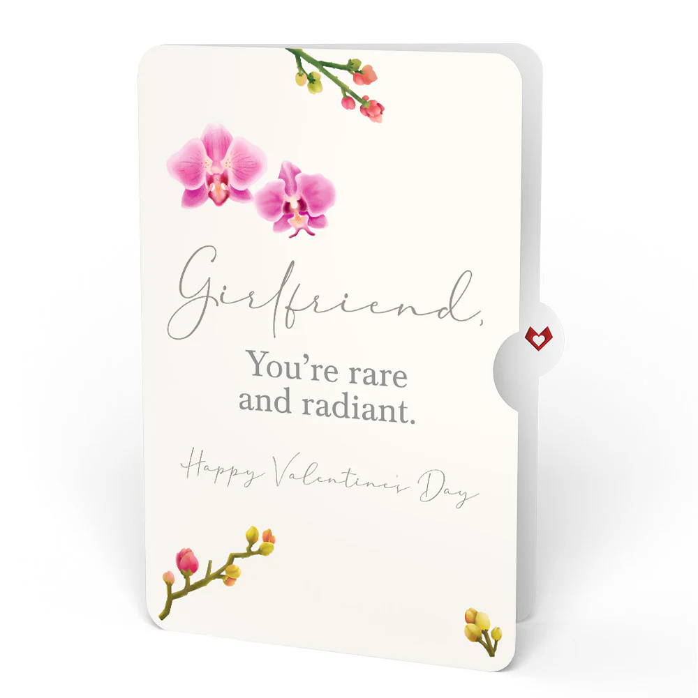 Watercolor Orchid Valentine Pop-Up Card and Sentiment Set for Girlfriend - Image 4