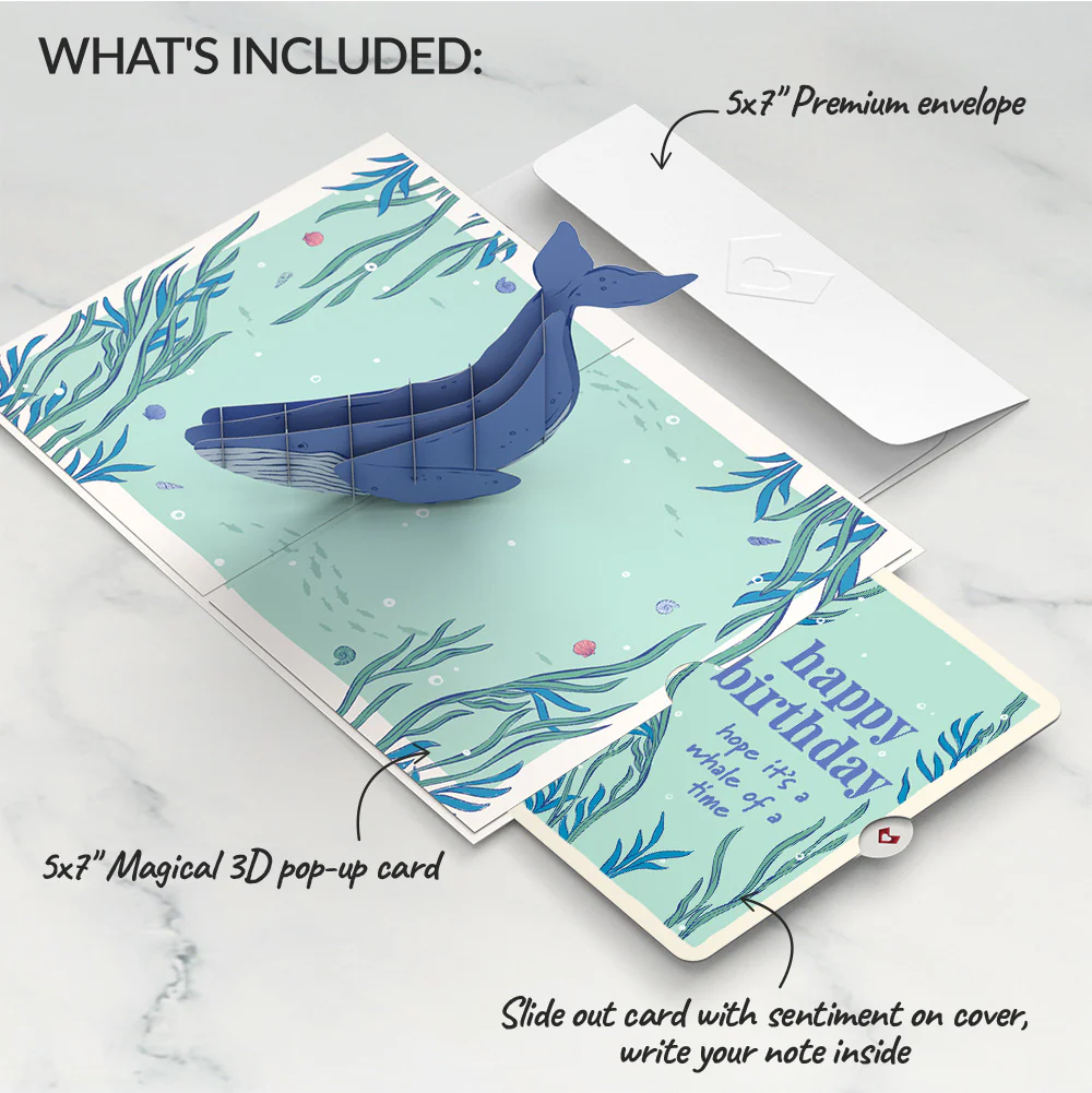 Whale Beneath the Waves Birthday Pop-Up Card and Sentiment Set - Image 2