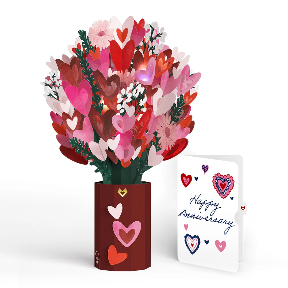 Whimsical Hearts Anniversary Light-Up Bouquet and Sentiment Set