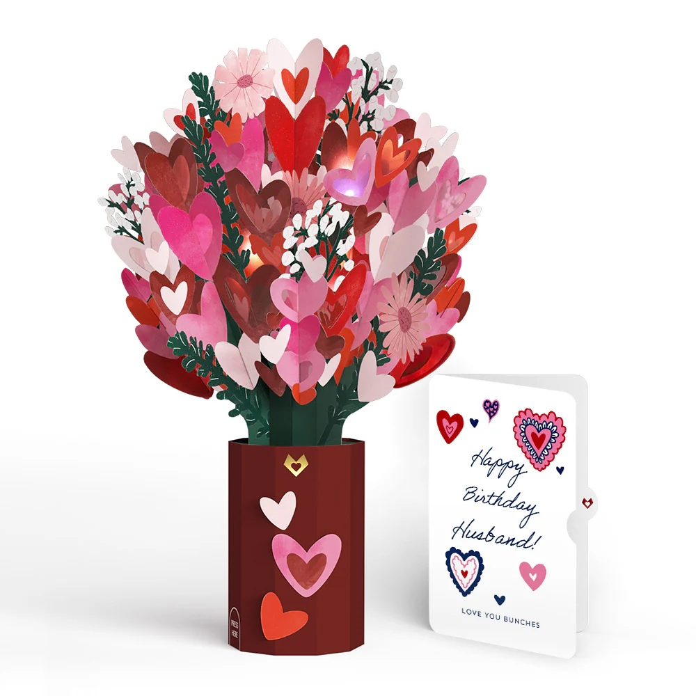 Whimsical Hearts Birthday Light-Up Bouquet and Sentiment Set for Husband