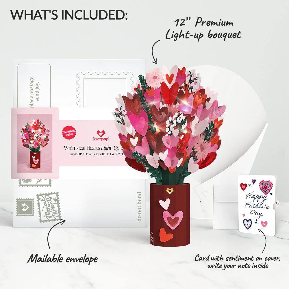 Whimsical Hearts Father's Day Light-Up Bouquet and Sentiment Set - Image 2