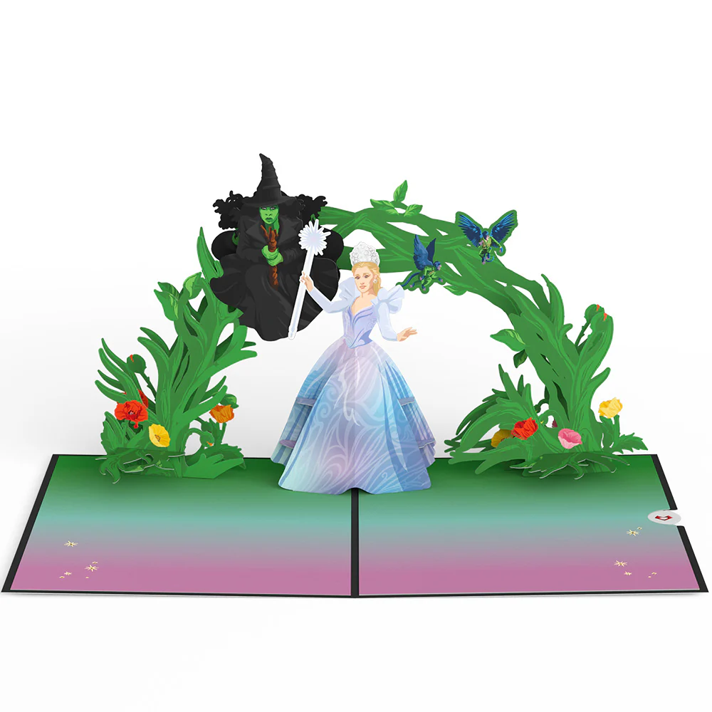 Wicked Elphaba & Glinda We Go Together Like Pink & Green Pop-Up Card - Image 3