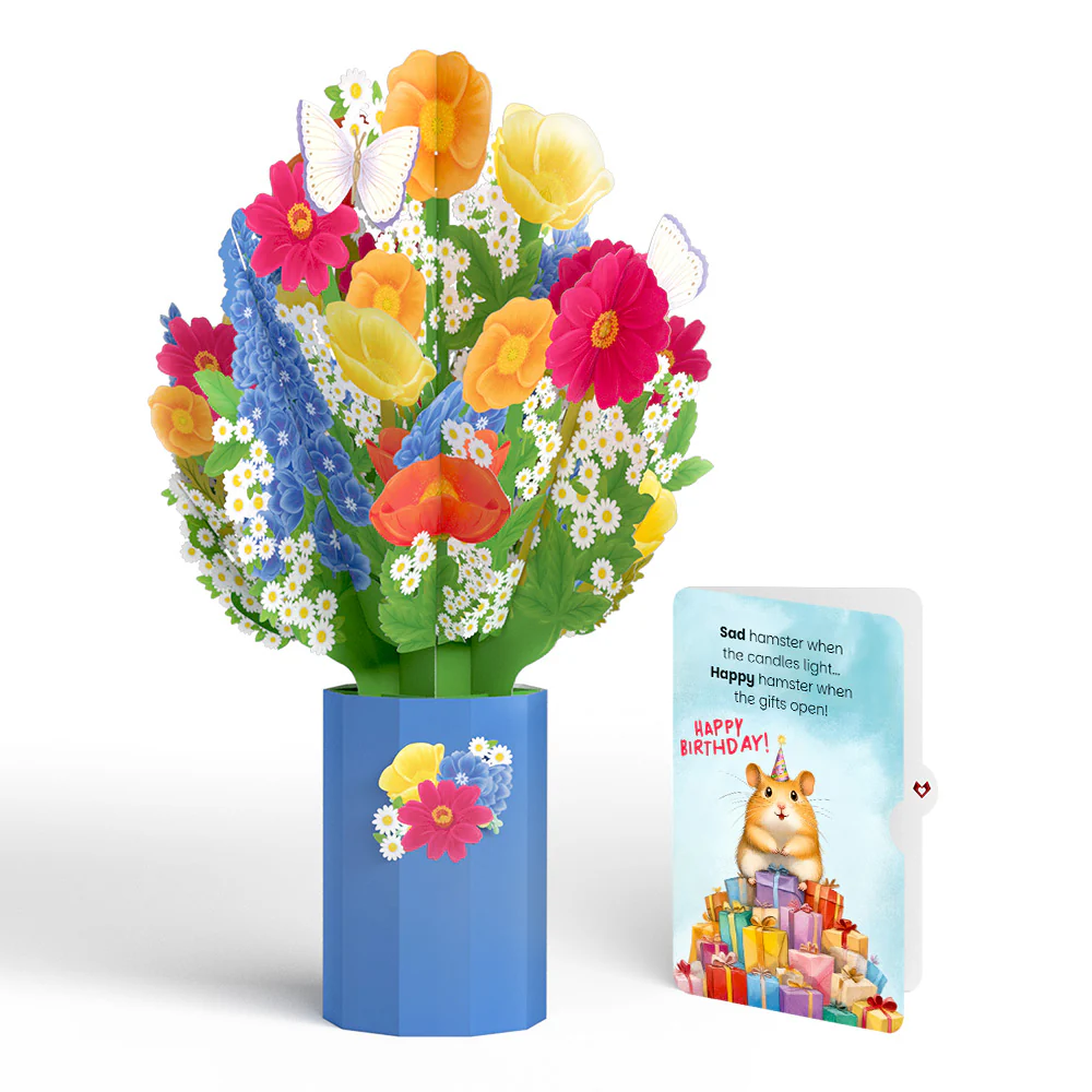 Wildflower Birthday Bouquet and Happy Hamster Sentiment Set