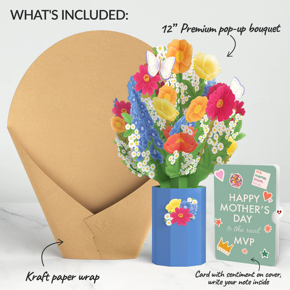 Wildflower Mother's Day Bouquet and The real MVP Sentiment Set - Image 2