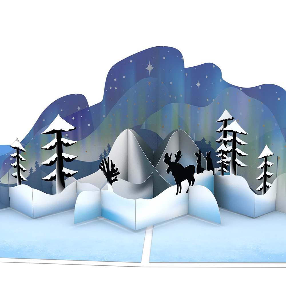 Winter Borealis Scene Pop-Up Card - Image 2