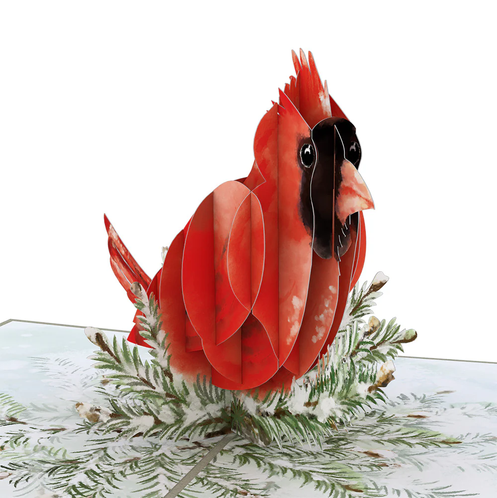 Winter Cardinal Christmas Pop-Up Card and Warm Woodland Sentiment Set - Image 3