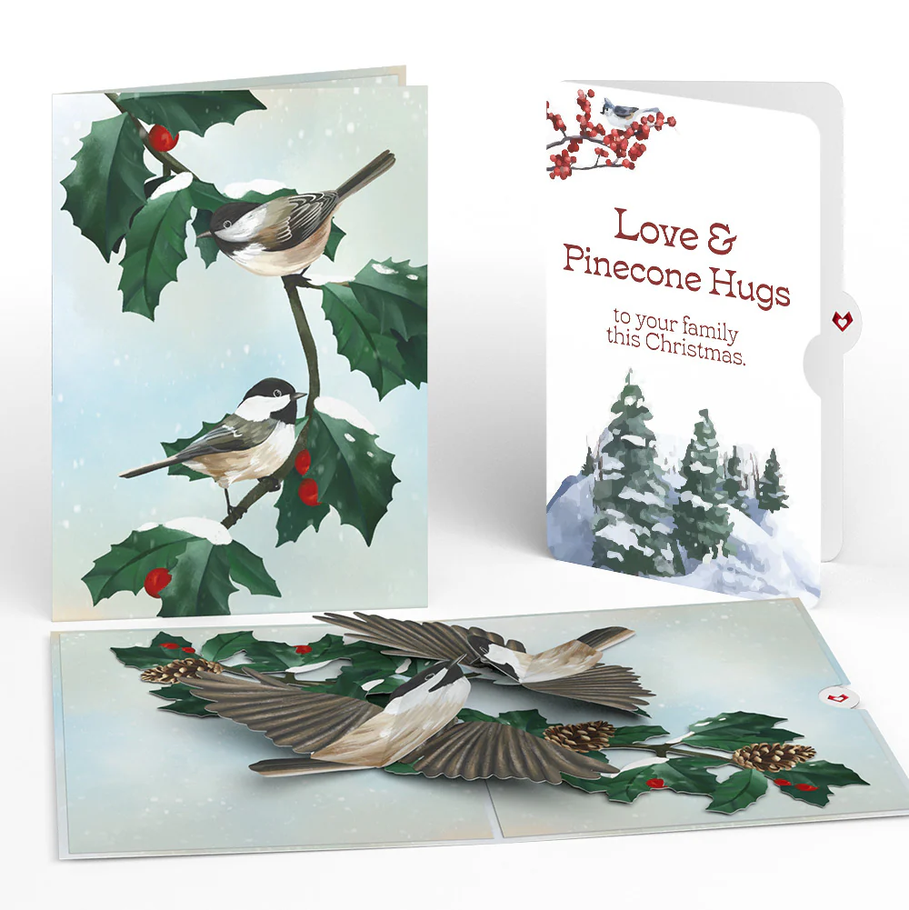 Winter Chickadees Pop-Up Card and Sentiment Set for Family