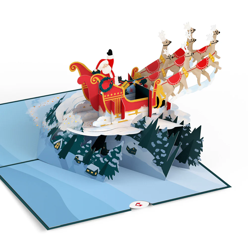 Winter Night Santa Sleigh Pop-Up Card - Image 3