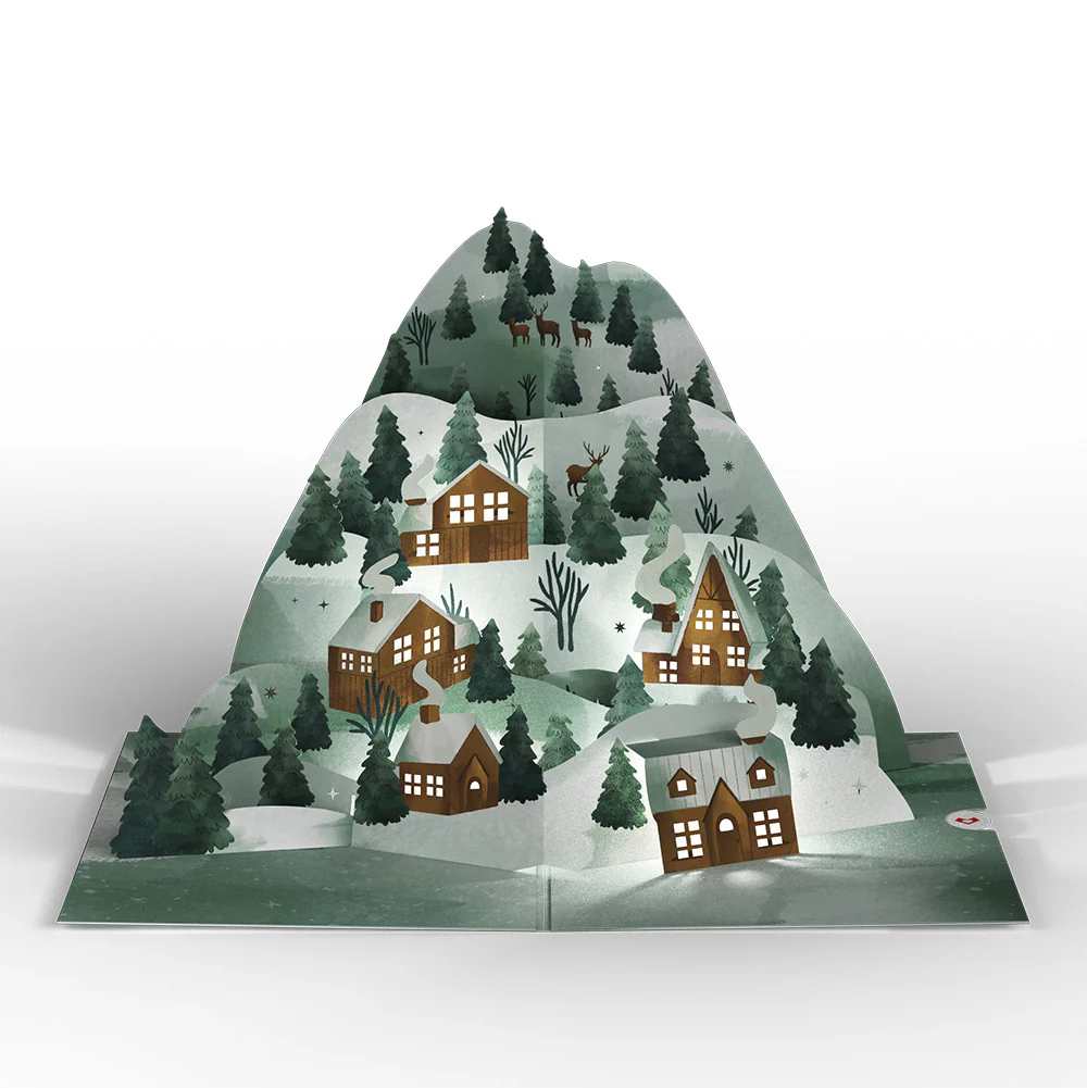 Winter Wishes Mountain Village First Christmas Light-Up Pop-Up Card and Sentiment Set for Partner - Image 3