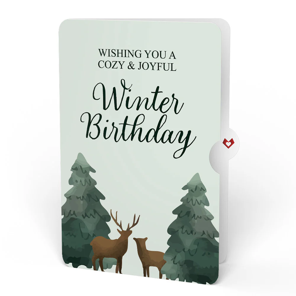 Winter Wishes Mountain Village Light-Up Pop-Up Card and Woodland Deer Birthday Sentiment Set - Image 4