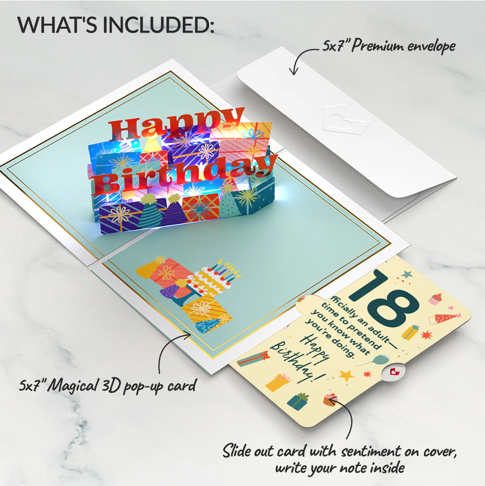 Wishing You a Happy 18th Birthday Music and Lights Pop-Up Card and Sentiment Set - Image 2