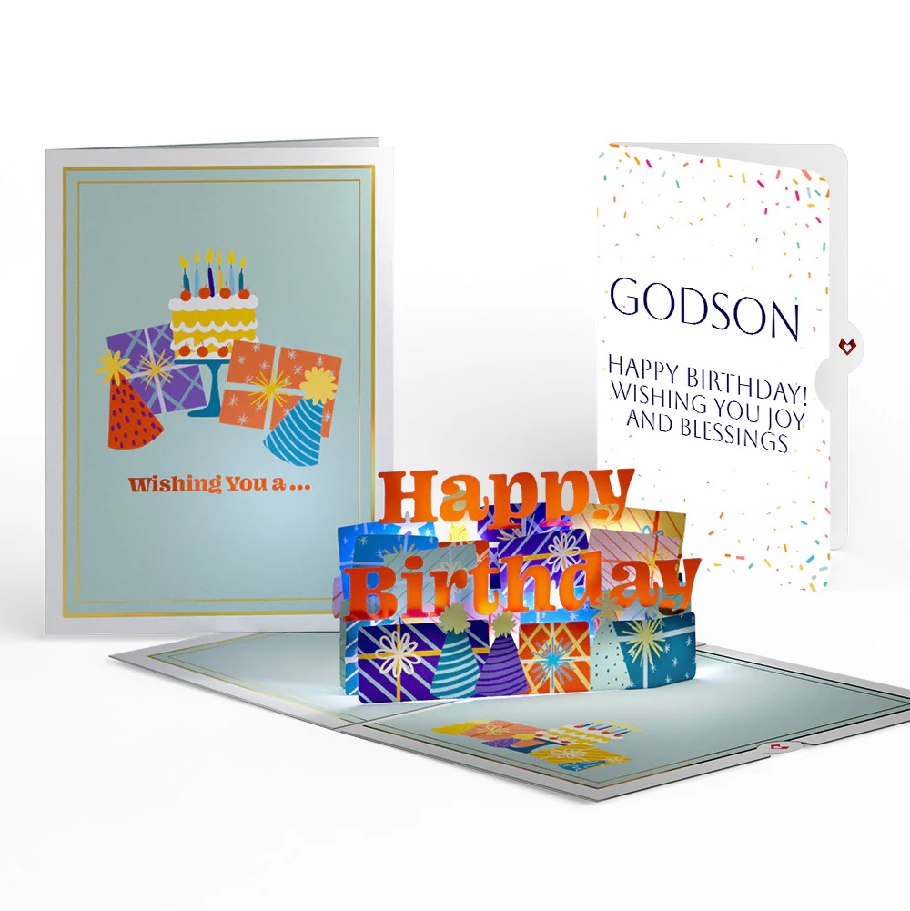 Wishing You a Happy Birthday Music and Lights Pop-Up Card and Sentiment Set for Godson
