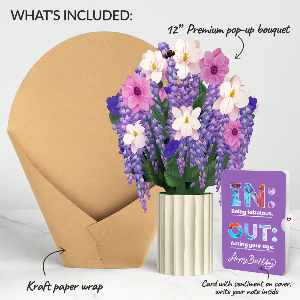 Wisteria Birthday Bouquet and IN & OUT Sentiment Set - Image 2
